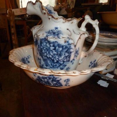 Pitcher and Basin- Floral Design- Circa 1900