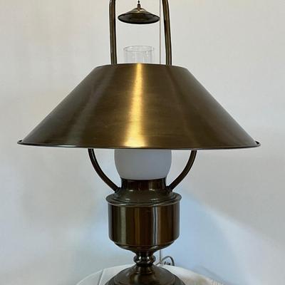 Brass hurricane desk lamp