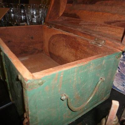 Vintage Painted Wooden Storage Box