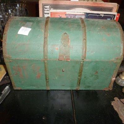 Vintage Painted Wooden Storage Box