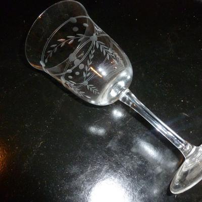 Set of Twelve Etched Water Goblets