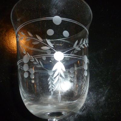 Set of Twelve Etched Water Goblets