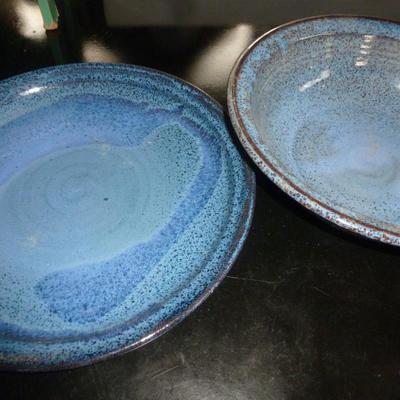 Pottery Bowl with Under Plate- Signed Lunt