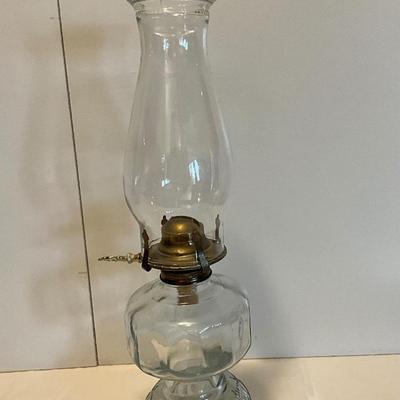 Vintage glass & Eagle brass pedestal oil lamp