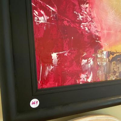 Framed Red Poppy Oil on Canvas Painting, Unsigned