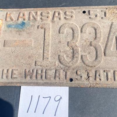1951 Kansas License Plate