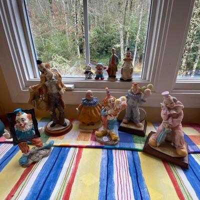Lot of Ten Clown Figurines