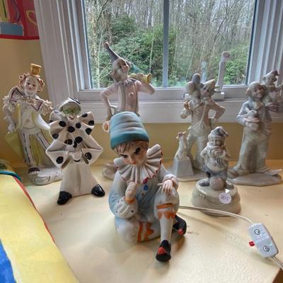 Lot of Seven Clowns Figurines