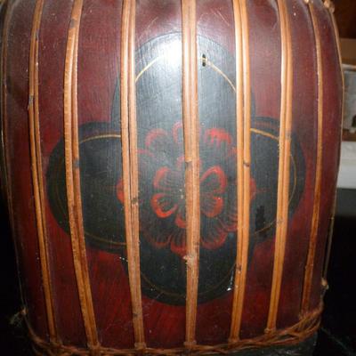 Hand Painted Thai Rice Basket with Lid