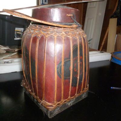 Hand Painted Thai Rice Basket with Lid