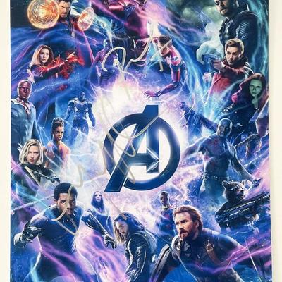 Avengers Robert Downey Jr. and Elizabeth Olsen signed mini movie poster