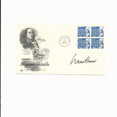 Mario Cuomo signed 1972 Benjamin Franklin commemorative First Day Cover