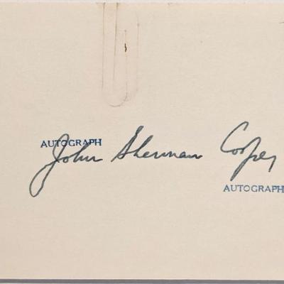 Senator John Sherman Cooper autograph. 