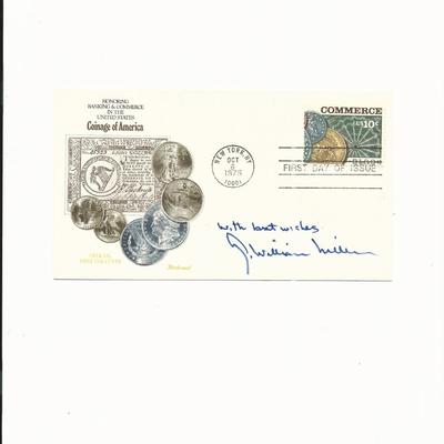G. William Miller signed 1975 Banking and Commerce First Day Cover