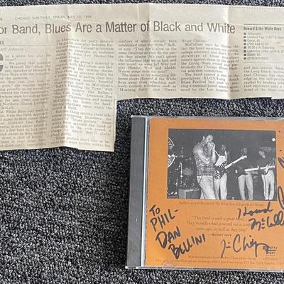 Howard & The White Boys signed CD with newspaper clipping 