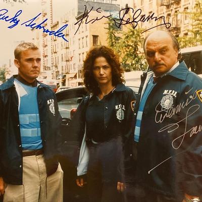 NYPD Blue Dennis Franz, Ricky Schroder, and Kim Delaney signed photo