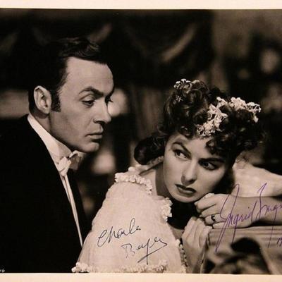 Ingrid Bergman and Charles Boyer signed movie photo 