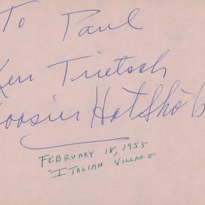 Hoosier Hotshots original signatures dated February 18, 1955