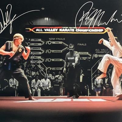 The Karate Kid Ralph Macchio and William Zabka signed movie poster (JSA)