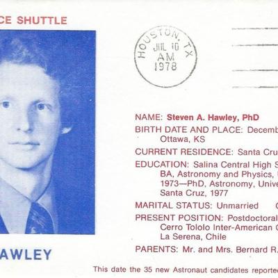 Steven Hawley signed 1978 Space Shuttle commemorative First Day Cover