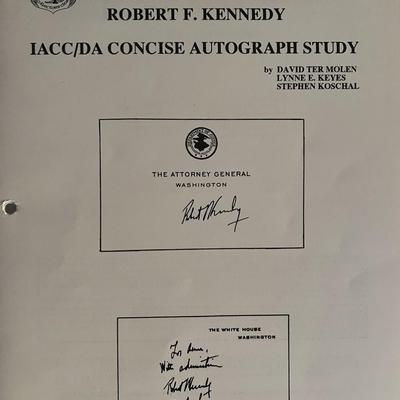 Robert F. Kennedy autograph study book. 9x11 inches
