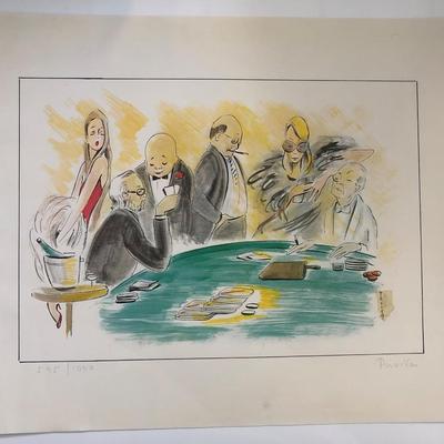 Piroska Kevesi Hand Signed Lithograph - Baccarat Millionaires - Monte Carlo Casino