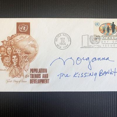 The Kissing Bandit Morganna Roberts signed first day cover
