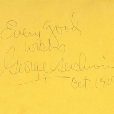 George Gershwin note. GFA Authenticated