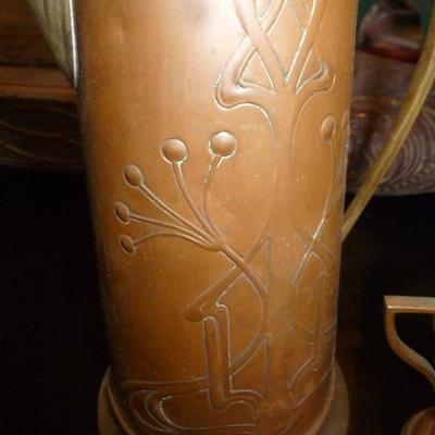Collection of Copper Ware- Pan, Pitcher, Footed Creamer