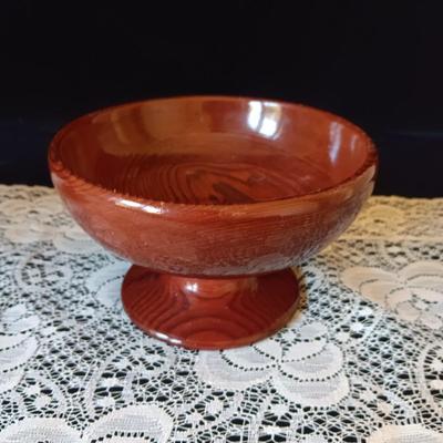 OZARK SOLID WALNUT BOWL & COMPOTE PLUS A REDWOOD COMPOTE