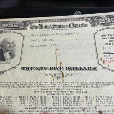 1943 & 1944 U.S. Savings Bonds Ephemera as Pictured.