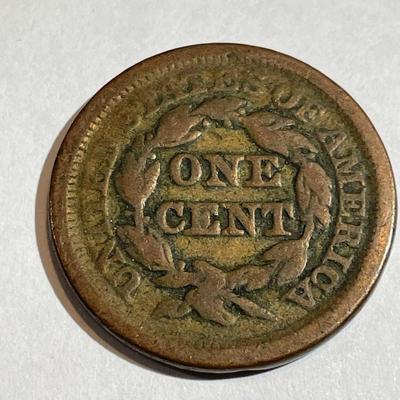 1851 Heavily Circulated Condition US Large Cent as Pictured.