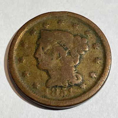 1851 Heavily Circulated Condition US Large Cent as Pictured.