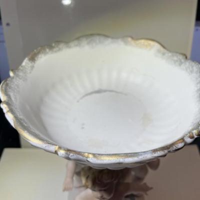 Vintage Cherub Porcelain Pedestal Compote/Bowl. Highly detailed and in VG Preowned Condition. No chips or Cracks and all fingers intact....