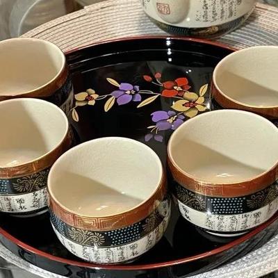 Vintage Japanese 1 & 5 Poem Tea Set in VG Preowned Condition.