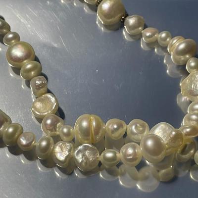 58" Coldwater Creek Freshwater Pearl Bright White Necklace w/Sterling Silver Clasp in VG Hardly Worn Condition.