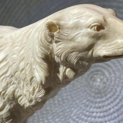 Vintage A Santini Sculpture Alabaster/Resin Polar Bear Figurine 8" x 8" Made in Italy Very Heavy.