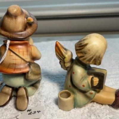 Vintage HUMMEL #214 TMK-2 & #111/39/O TMK-3 LITTLE TOOTER CANDLEHOLDER 3.75" & JOYOUS NEWS ANGEL 2.50" Tall in Good...