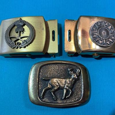 (3) Vintage Men's Belt Buckles in Good Preowned Condition as Pictured.