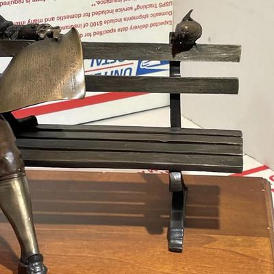 GEORGE W. LUNDEEN (Colorado/Nebraska, b. 1948) Metal/Bronze Sculpture, "Benjamin Franklin" sitting on a bench and reading the...