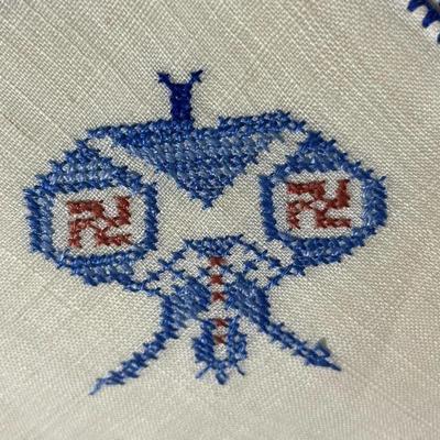 Vintage World War II Era Embroidered German Handkerchief in Good Preowned Condition.