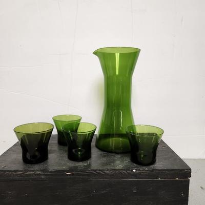 Avocado green beaker decanter set