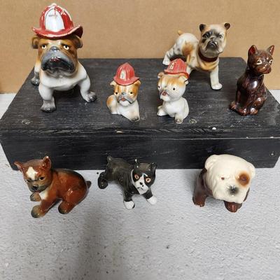 Box lot of vintage dog figures