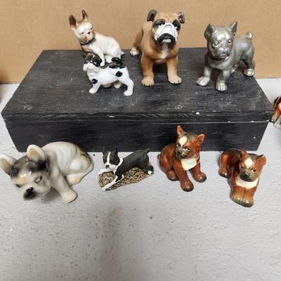 Box lot of vintage dog figures
