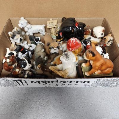 Box lot of vintage dog figures