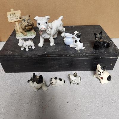 Box lot of vintage dog figures