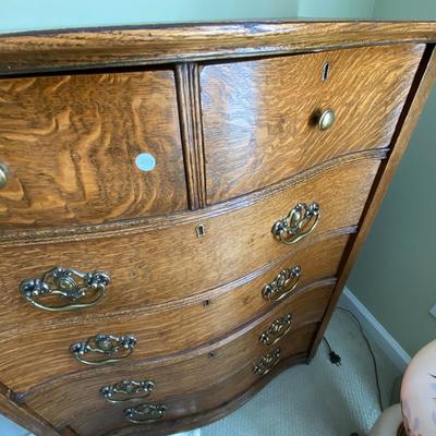 Antique Tiger Oak Six-Drawer Dresser