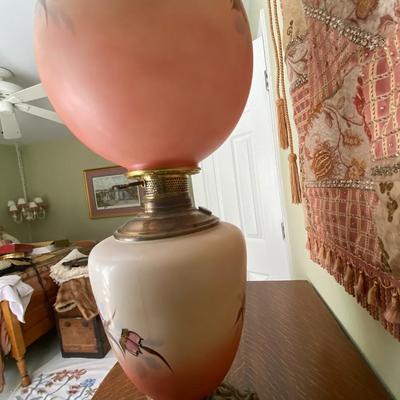 Pink Floral Victorian Style Parlor Lamp