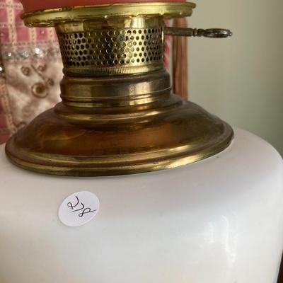 Pink Floral Victorian Style Parlor Lamp