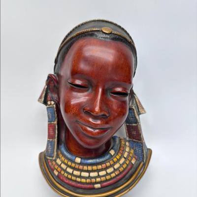 Vintage Achatit Bust Wall Mount Tribal Women's face Mask
